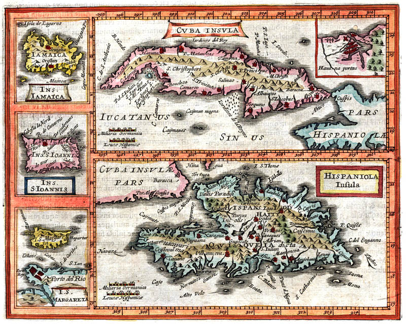 Cuba + Caribische eilanden 1616 Bertius